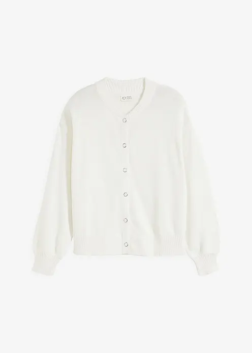 Strickjacke aus reiner Baumwolle in weiß von vorne - bonprix