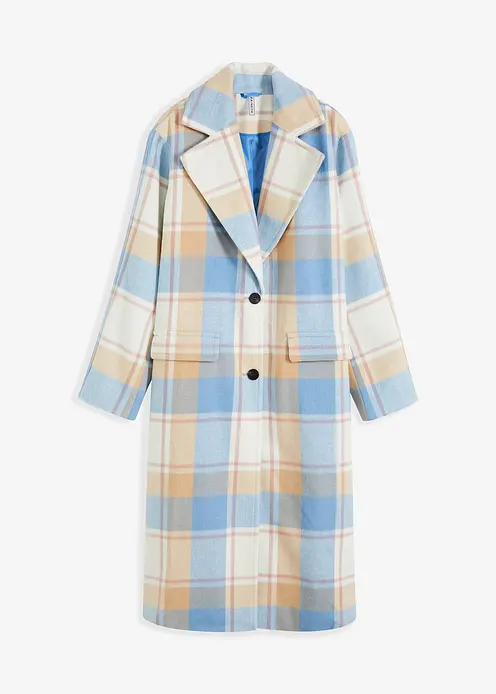 Oversize-Mantel n Wolloptik in blau von vorne - bonprix