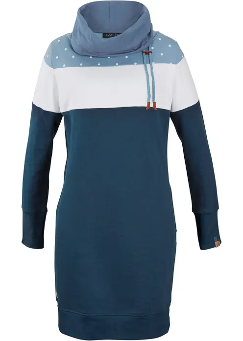 Sweatkleid aus reiner Bio-Baumwolle in blau von vorne - bonprix