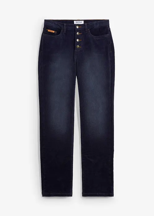 Stretch-Cordhose, Wide in blau von vorne - bonprix