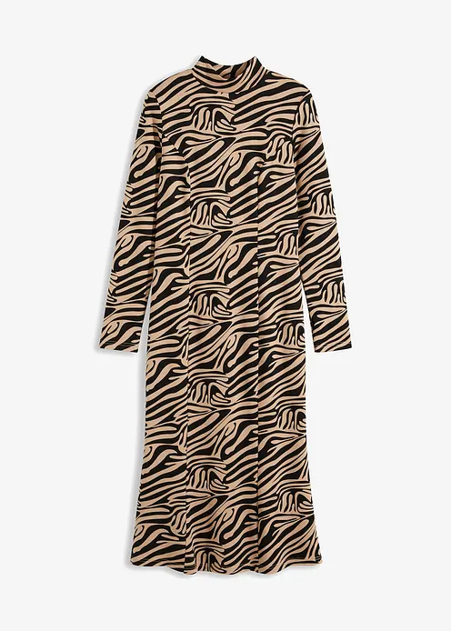 Midikleid aus Jersey in schwarz von vorne - bonprix