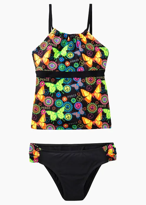 Tankini aus recyceltem Polyamid (2-tlg. Set) in schwarz von hinten - bonprix