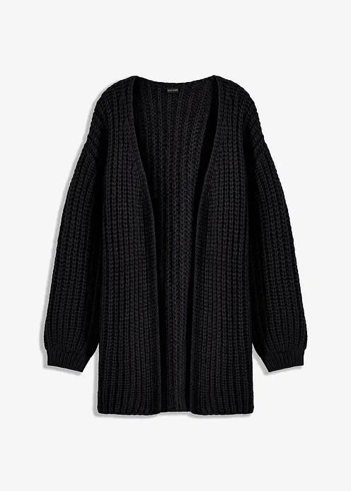 Grobstrickjacke in schwarz von vorne - bonprix