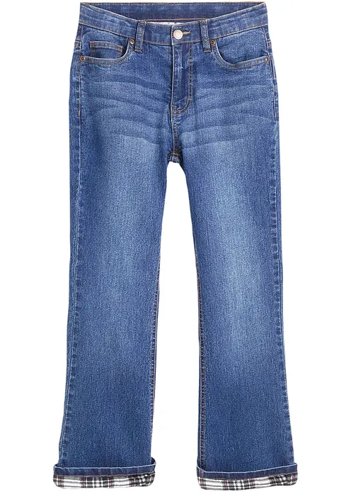 Thermojeans Flared, High Waist in blau von vorne - bonprix