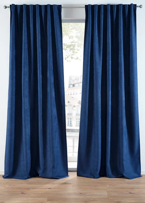 Abdunkelnde Vorhänge mit Struktur (2er Pack) in blau - bonprix