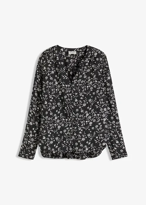 Bluse aus reiner Viskose in schwarz von vorne - bonprix