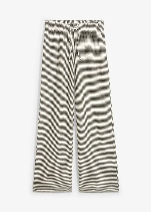Gestreifte Jersey-Hose mit Kordelzug aus Baumwoll-Mix in schwarz von vorne - bonprix