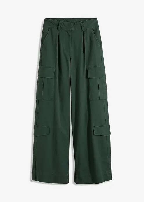Cargohose aus reiner Baumwolle in grün von vorne - bonprix