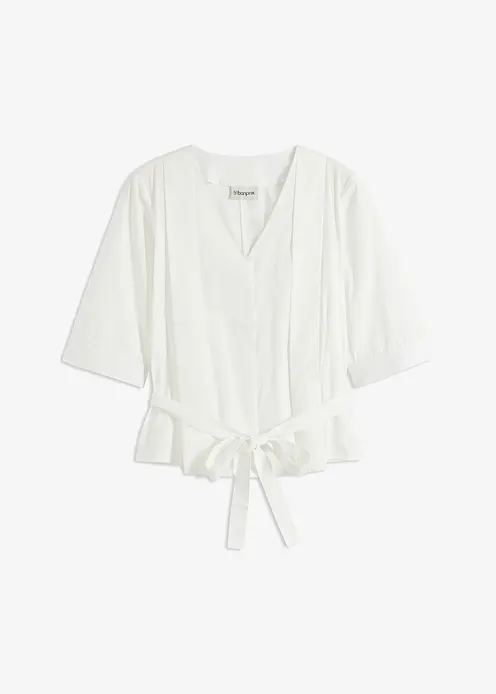 Bluse aus reiner Baumwolle in weiß von vorne - bonprix