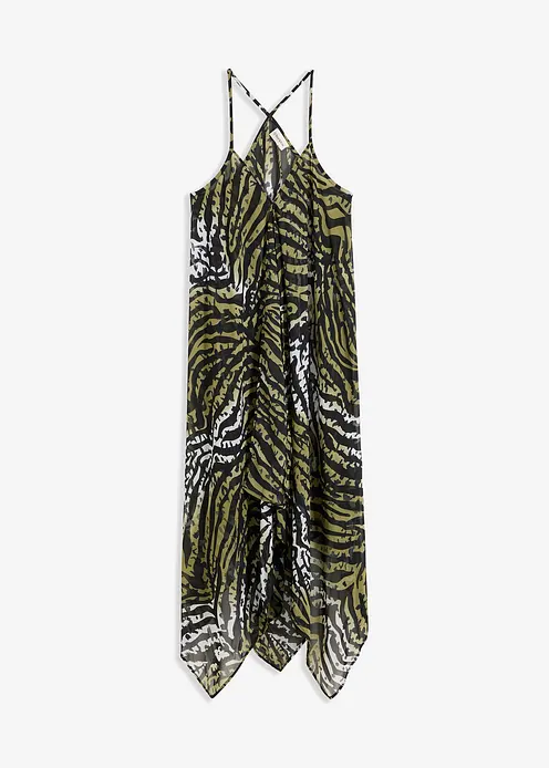 Chiffon Strand Maxikleid in grün von vorne - bonprix