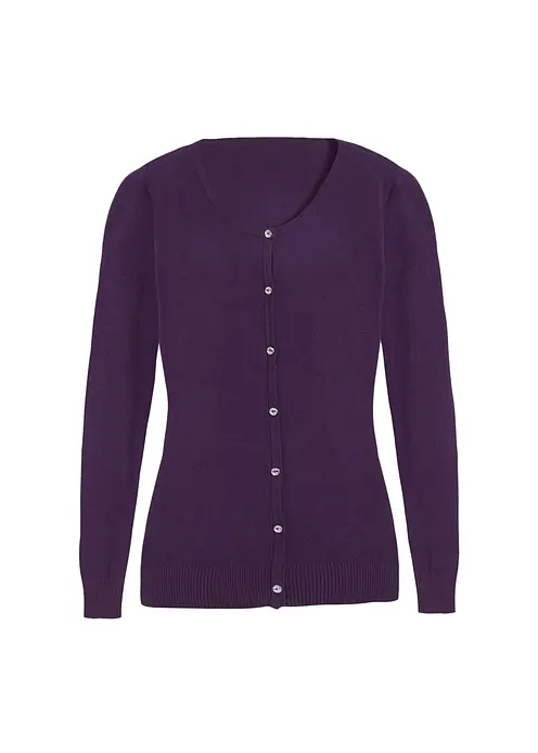 Enge Feinstrickjacke in lila von vorne - bonprix