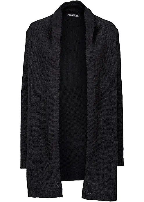 Longstrickjacke in schwarz von vorne - bonprix