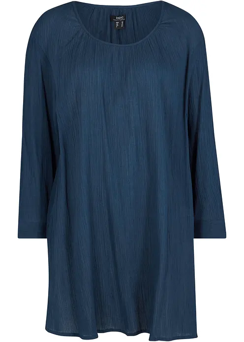 Long-Tunika aus Baumwolle in blau von vorne - bonprix