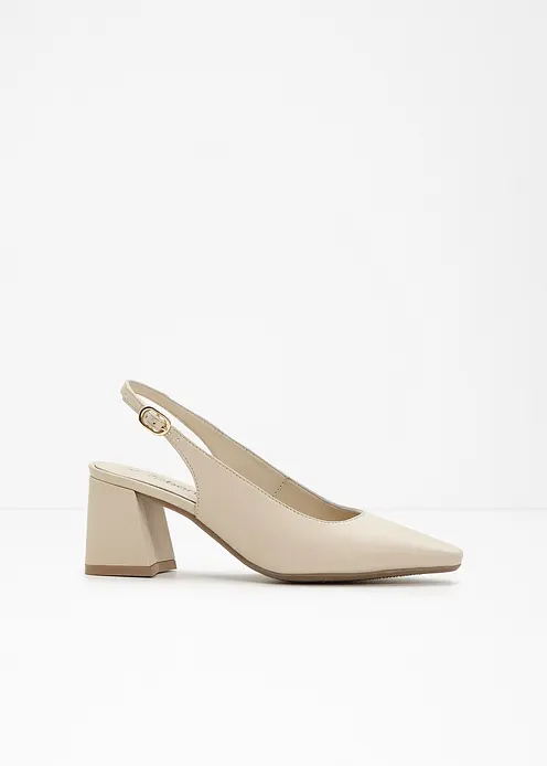 Slingpumps aus Leder in beige - bonprix