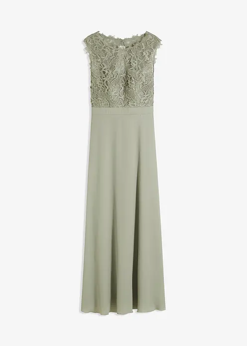 Maxikleid mit Spitze in grün von vorne - bonprix