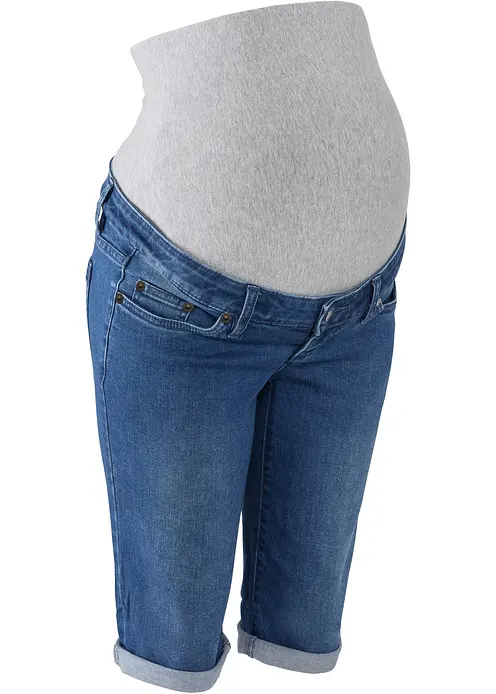 Umstandsjeans-Bermuda im Slim Fit in blau von vorne - bonprix