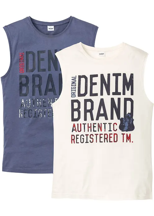 Muskel-Shirt aus reiner Baumwolle (2er Pack) in blau von vorne - bonprix