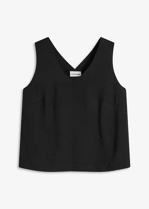 Blusentop aus softem Viskose-Mix in schwarz von vorne - bonprix