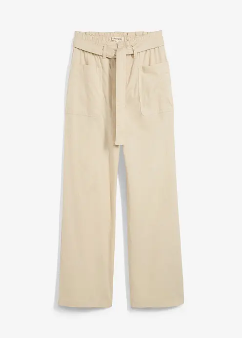 7/8-Hose mit Bequembund aus reiner Baumwolle in beige von vorne - bonprix