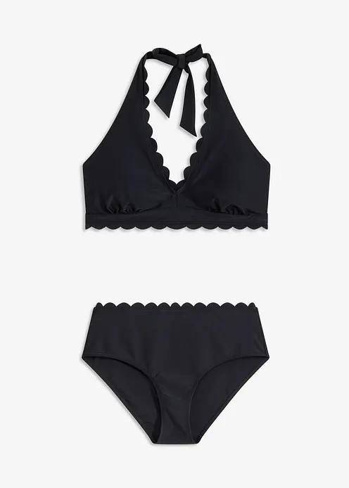 Neckholder Bikini (2-tlg.Set) aus recyceltem Polyamid in schwarz von vorne - bonprix