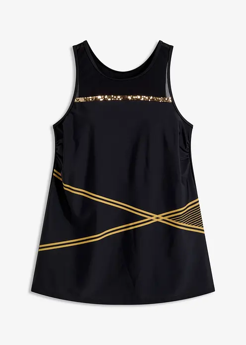 Long Tankinioberteil in schwarz von vorne - bonprix