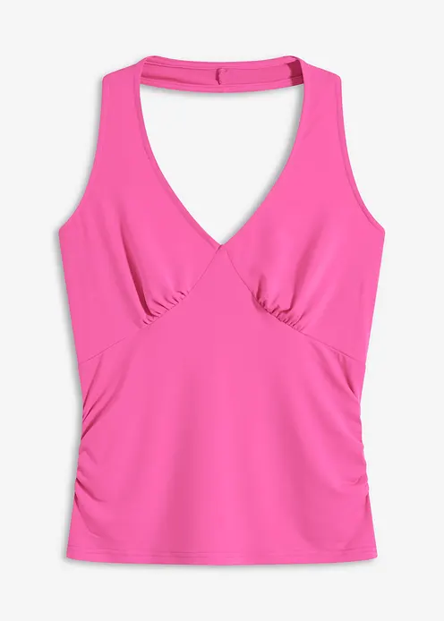 Neckholder-Top mit tiefem Ausschnitt in pink von vorne - bonprix