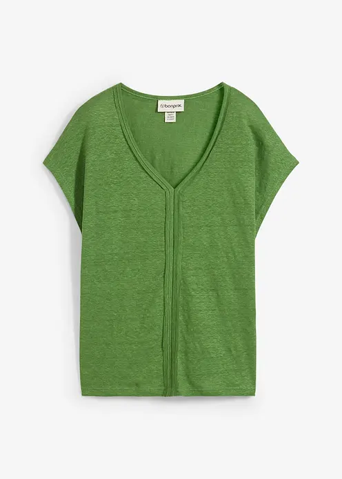 Shirt aus reinem Leinen in grün von vorne - bonprix
