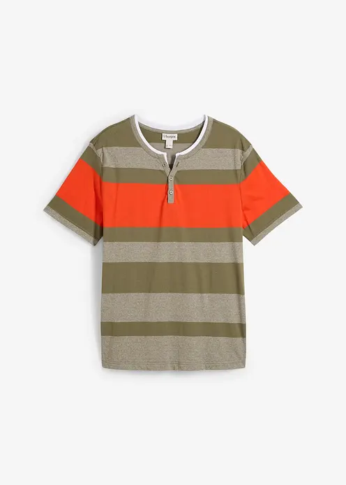 Henleyshirt, Kurzarm in grün von vorne - bonprix