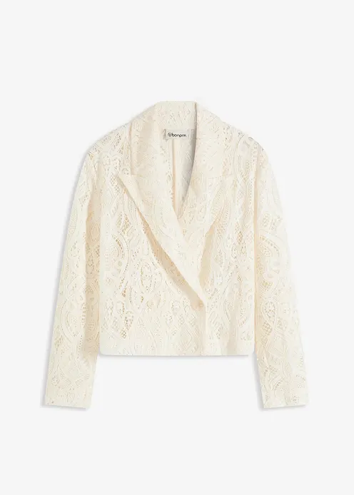 Blazer aus Spitze in beige von vorne - bonprix