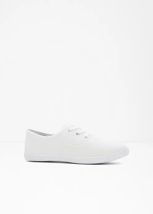 Sneaker aus Baumwoll-Canvas in weiß von vorne - bonprix