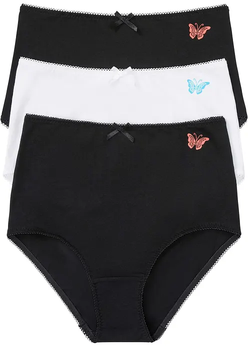 Highwaist Slip  mit Bio-Baumwolle (3er Pack) in schwarz von vorne - bonprix