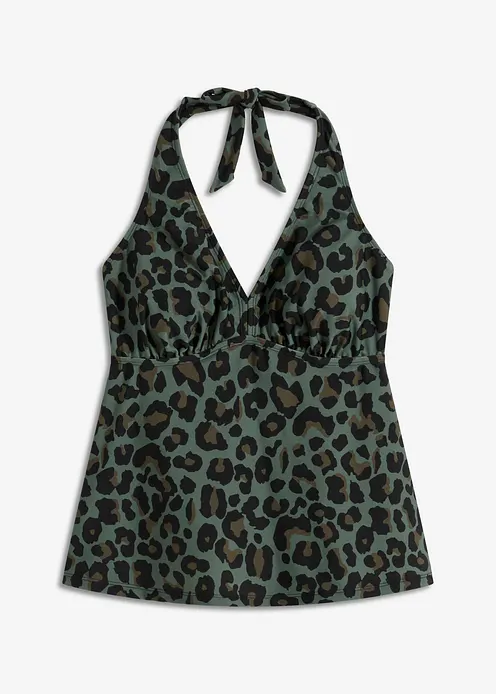 Neckholder-Tankinioberteil mit V-Ausschnitt in grün von vorne - bonprix