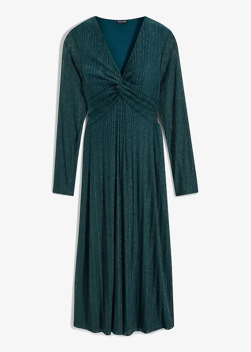Midikleid mit Glitzereffekt in grün von vorne - bonprix