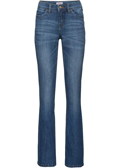 Bootcut-Jeans Mid Waist, Komfort-Stretch in blau von vorne - bonprix
