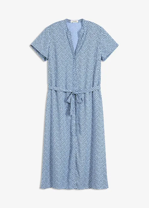 Blusenkleid mit Pünktchen in blau von vorne - bonprix