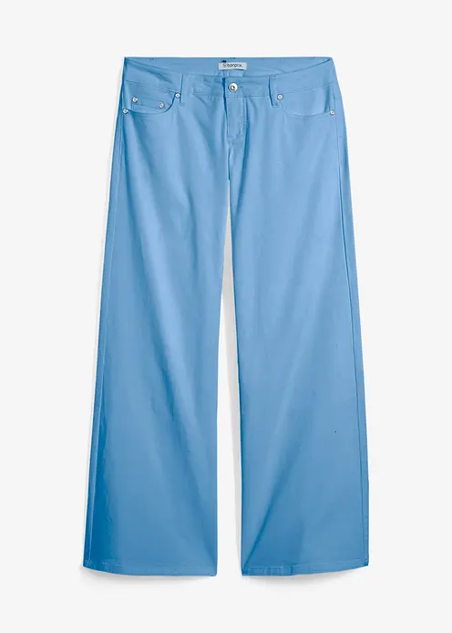 Wide-Leg-Jeans, Low Waist in blau von vorne - bonprix