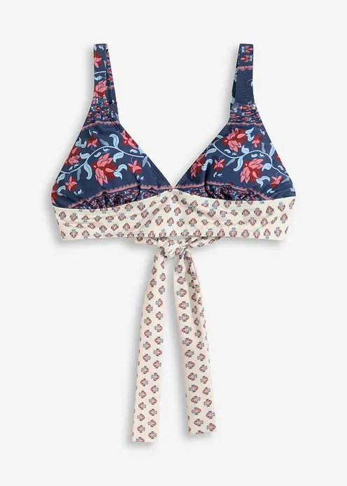 Bikinioberteil mit breitem Bund in blau von vorne - bonprix