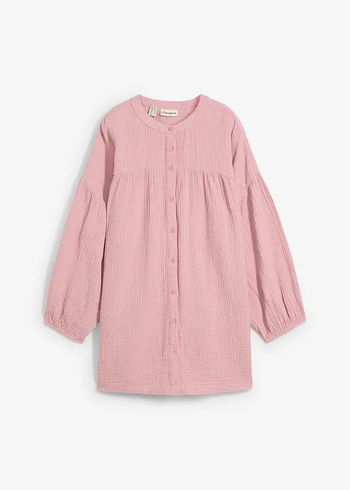Oversize-Bluse aus Musselin in rosa von vorne - bonprix