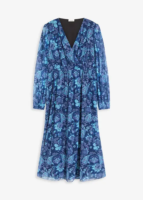 Mesh-Midikleid in blau von vorne - bonprix