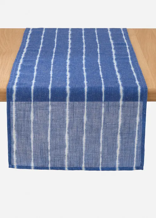 Tischläufer mit Leinenanteil in blau von vorne - bonprix