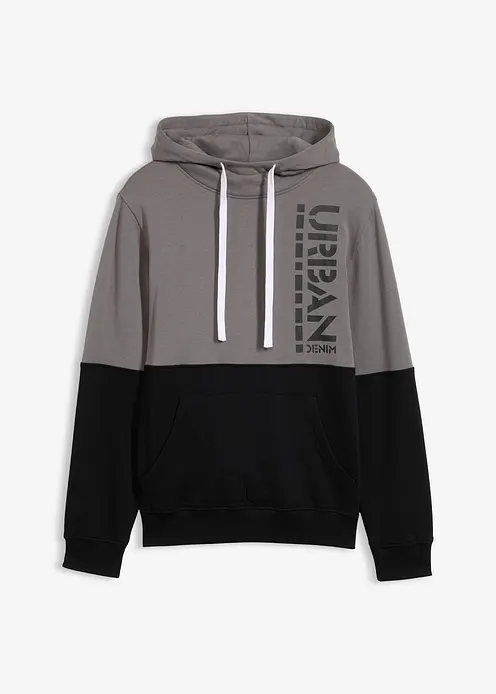 Kapuzensweatshirt, Slim Fit in schwarz von vorne - bonprix