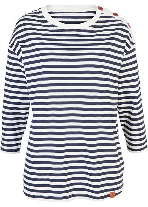 Langarmshirt, Oversized mit Knöpfen in blau von vorne - bonprix