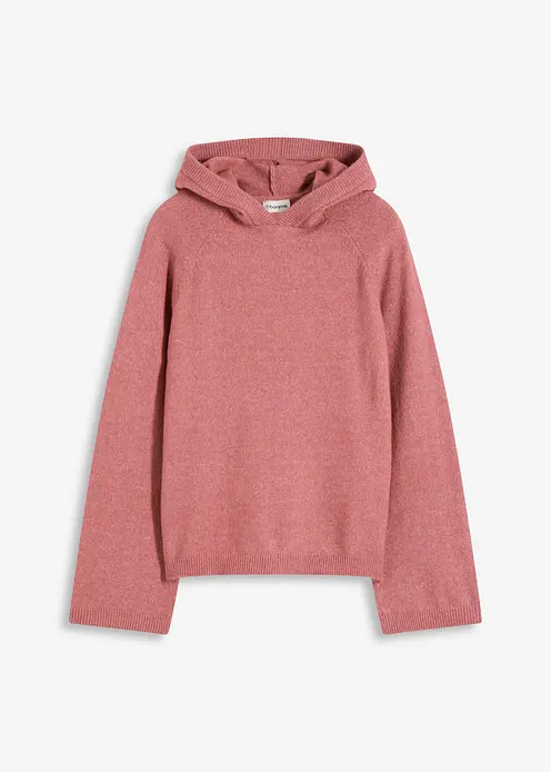 Strick-Hoodie in lila von vorne - bonprix