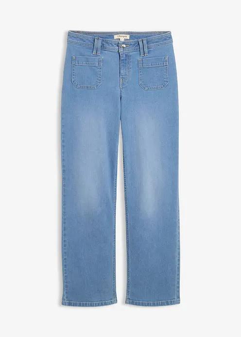 Straight-Jeans Mid Waist in blau von vorne - bonprix