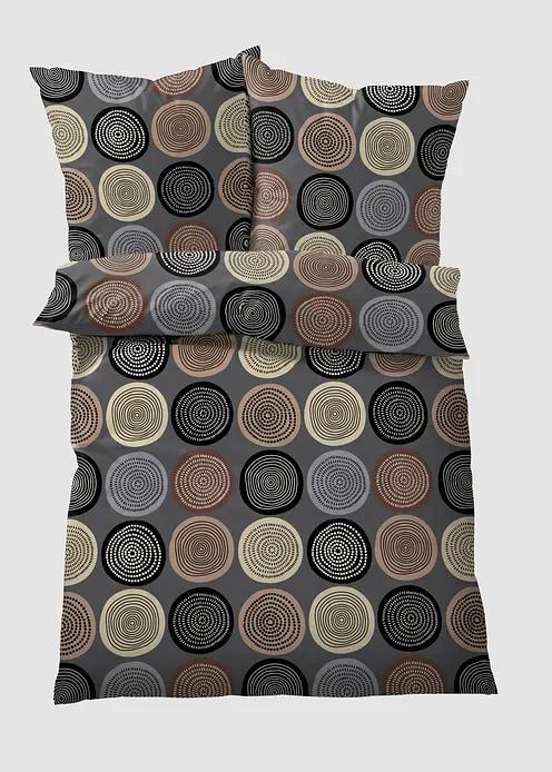 Bettwäsche mit Kreisen in braun von vorne - bonprix