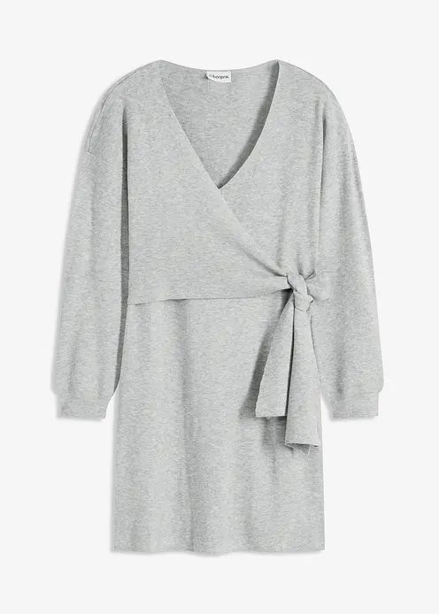 Strickkleid aus Viskose-Mix in grau von vorne - bonprix