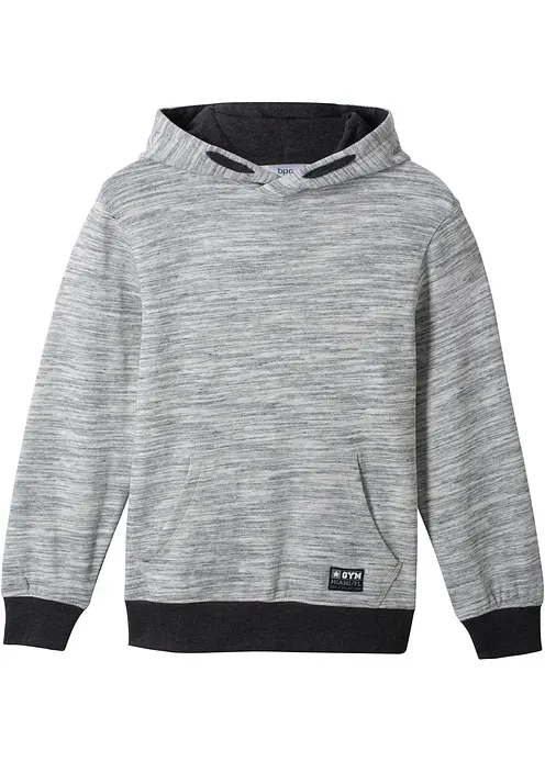 Hoodie in weichem Baumwoll-Mix in grau von vorne - bonprix