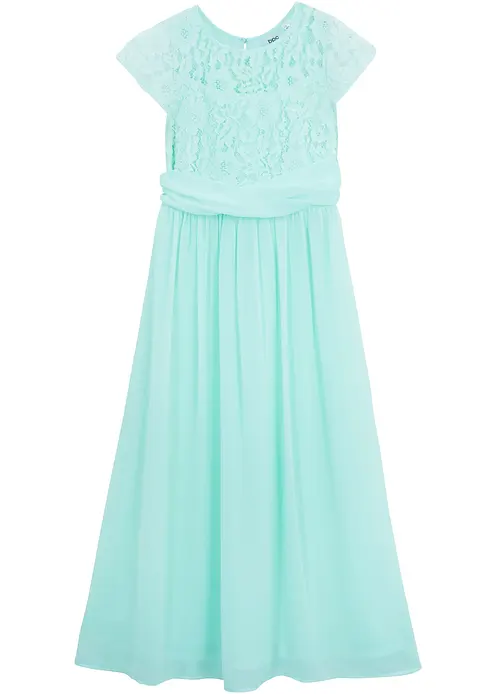 Chiffonkleid mit Spitze in grün von vorne - bonprix