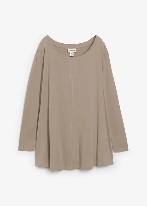 Langarmshirt aus Baumwoll-Viskose-Mix in grün von vorne - bonprix
