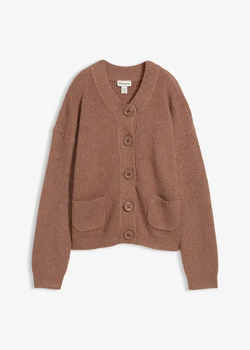 Oversize-Strickjacke in braun von vorne - bonprix